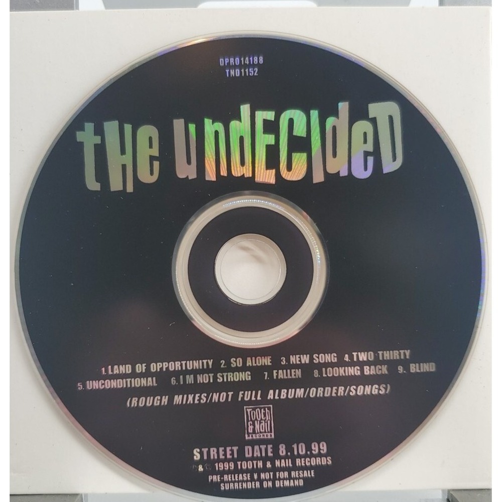 The Undecided Promo CD Tooth & Nail 1999 Black Excellent Rough Mixes Rare
